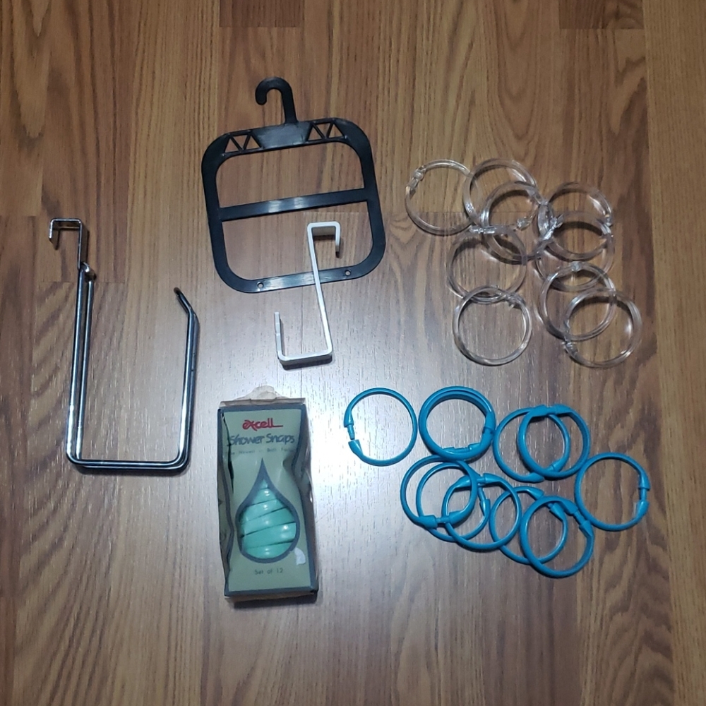 Grab bag shower rings hooks tp holder potty hook